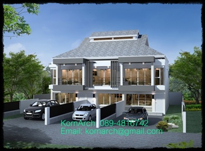 KornArch : รับออกแบบบ้านในสไตล์ที่คุณต้องการ,บ้านสไตล์โมเดิร์น, บ้านสไตล์คอนเท็มโพรารี่, สไตล์รีสอร์ท,สไตล์เมดิเตอร์เรเน รูปที่ 1