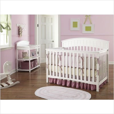 Best Buy Charleston Classic 4-in-1 Convertible Crib Nursery Set in White รูปที่ 1