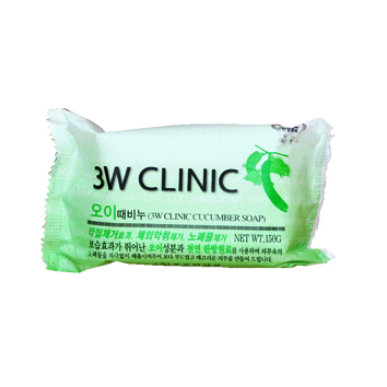 สบู่ก้อนเกาหลี 150g 3W Clinic สูตรแตงกวาป้องกันสิวผด  รูปที่ 1