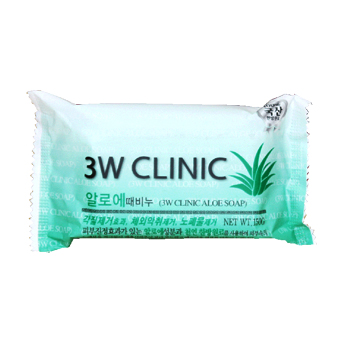 สบู่ก้อนเกาหลี 150g 3W Clinic สูตรอโลเวร่าลดรอยสิว  รูปที่ 1