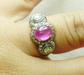 รูปย่อ แหวนทับทิม ฝังเพชร งานเก่า ใส่ติดนิ้ว ราคาเบาooo รูปที่2