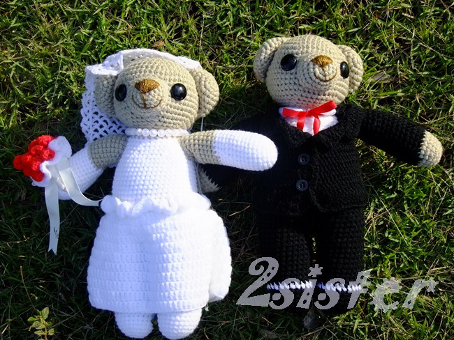 ขายตุ๊กตาถักหมีคู่แต่งงาน รูปที่ 1