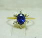 รูปย่อ แหวนไพลิน Blue Sapphire ล้อมเพชร สีกำมะหยี่ น้ำเงินเข้ม หายาก  ทอง 90% รูปที่4