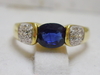 รูปย่อ แหวนไพลิน Blue Sapphire ล้อมเพชร สีกำมะหยี่ น้ำเงินเข้ม หายาก  ทอง 90% รูปที่1