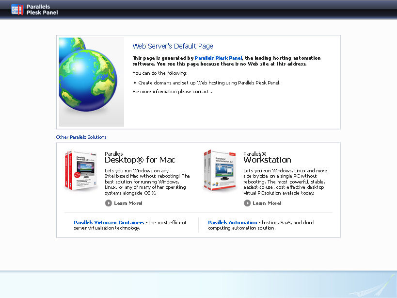 Default Parallels Plesk Panel Page รูปที่ 1