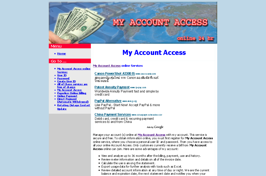 My Account Access - All services when online, all the services needed to be responsible for your account รูปที่ 1