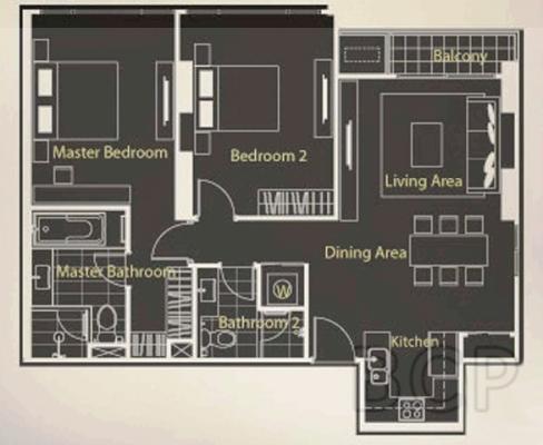 Quattro: 2 Beds + 2 Baths, 90 Sq.m, 5th fl for Rent รูปที่ 7