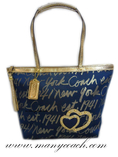 (พร้อมส่ง)กระเป๋า COACH signature script heart tote# 17097 blue ราคา : 5,400.