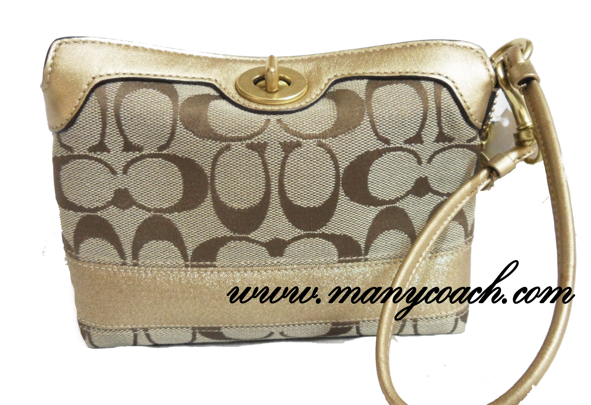 (พร้อมส่ง) กระเป๋า COACH signature turnlock wristlet#42026 ราคา : 3,450 รูปที่ 1