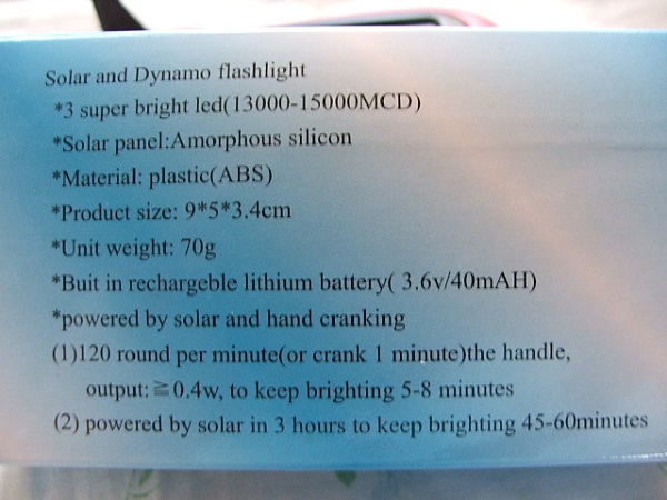 ไฟฉาย LED โซล่าเซลล์และไดนาโม 2in1 <Solar and Dynamo Flashlight> รูปที่ 7