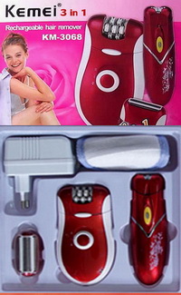 เครื่องกำจัดขน kemei 3in1 ถอนและโกนในเครื่องเดียวได้2เครื่อง รูปที่ 2