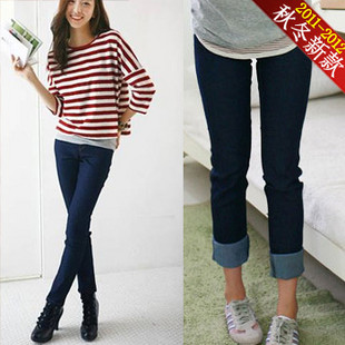 กางเกงยีนส์ขาเดฟสกินนี่แฟชั่น style jeans เกาหลีนำเข้า สวยต้องมีไว้อินเทรนด์ รูปที่ 1