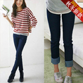 กางเกงยีนส์ขาเดฟสกินนี่แฟชั่น style jeans เกาหลีนำเข้า สวยต้องมีไว้อินเทรนด์