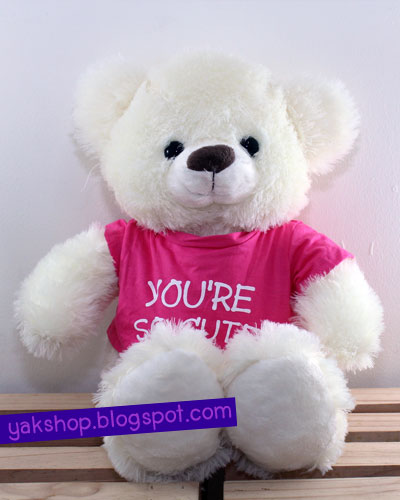 ตุ๊กตาหมี ขนสีขาว เสื้อสีชมพูสกรีน You're so Cute ขนาด 20 นิ้ว รูปที่ 1