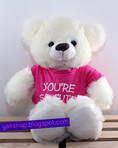 ตุ๊กตาหมี ขนสีขาว เสื้อสีชมพูสกรีน You're so Cute ขนาด 20 นิ้ว