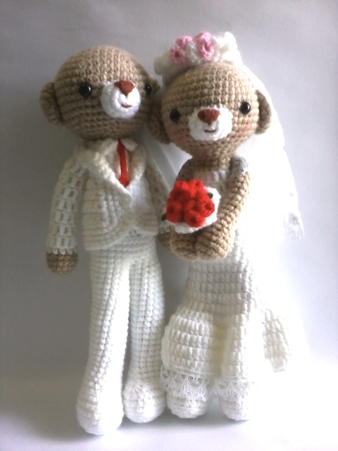 ตุ๊กตาโครเชต์ หมีแต่งงาน รูปที่ 1