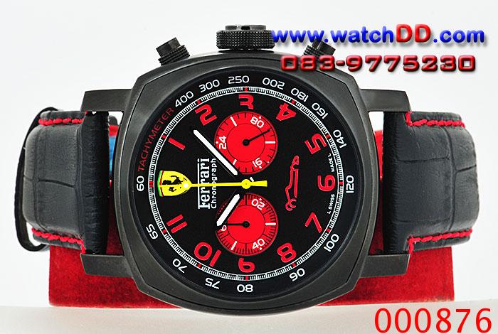 www.watchdd.com>> PANERAI Ferrari Chronograph DLC FER00038 สายหนัง (King Size) จับเวลาได้จริง รูปที่ 1