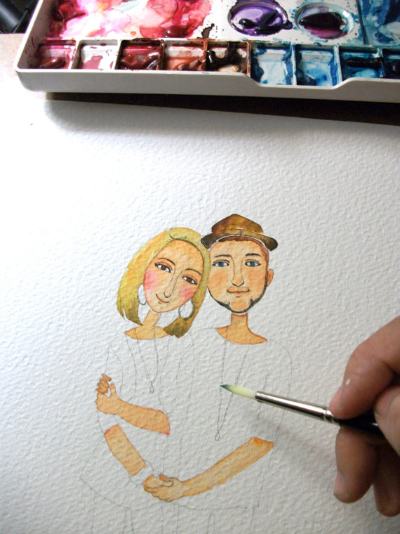 การ์ดแต่งงาน handmade รูปคู่ สีน้ำ การ์ดเชิญ แนวใหม่ ดีไซน์สวย เก๋ ไม่ซ้ำใคร ในสไตล์คุณ  รูปที่ 2