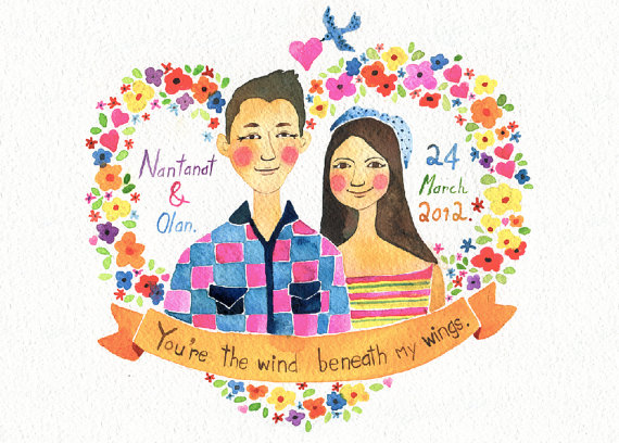 การ์ดแต่งงาน handmade รูปคู่ สีน้ำ การ์ดเชิญ แนวใหม่ ดีไซน์สวย เก๋ ไม่ซ้ำใคร ในสไตล์คุณ  รูปที่ 3