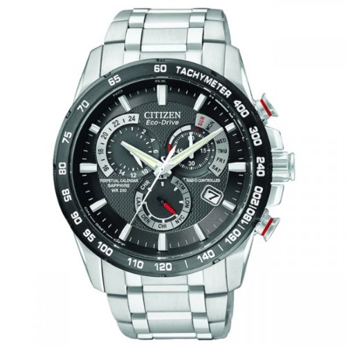 Cheap Price Citizen Men s Eco Drive Chronograph Watch AT4008 51E with a Black Dial and a Stainless Steel Bracelet รูปที่ 1