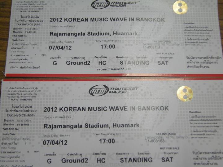 ขายบัตร 2012 Korean Music Wave in Bangkok 5 ใบคะ รูปที่ 1