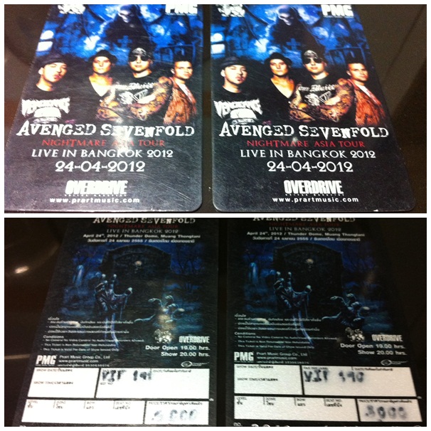 ขายบัตร Vip A7X no3940 และ 3941 รูปที่ 1