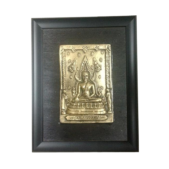 ภาพบูชาพระพุทธชินราช(ภาพนูนต่ำเนื้อทองเหลืองเทียม กรอบไม้) รูปที่ 1