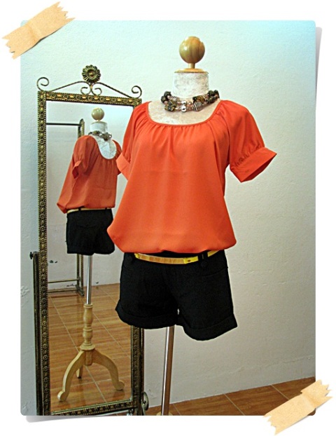 BL1203 Ready For Summer เสื้อแขนตุ๊กตาผ้าจอร์เจียสีสด  รูปที่ 1