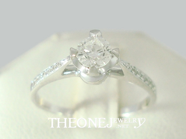 แหวนเพชรเบลเยี่ยมคัท ดีไซน์แหวนแต่งงาน แหวนหมั้น น้ำหนักเพชร 0.34 กะรัต Color 97 รูปที่ 1