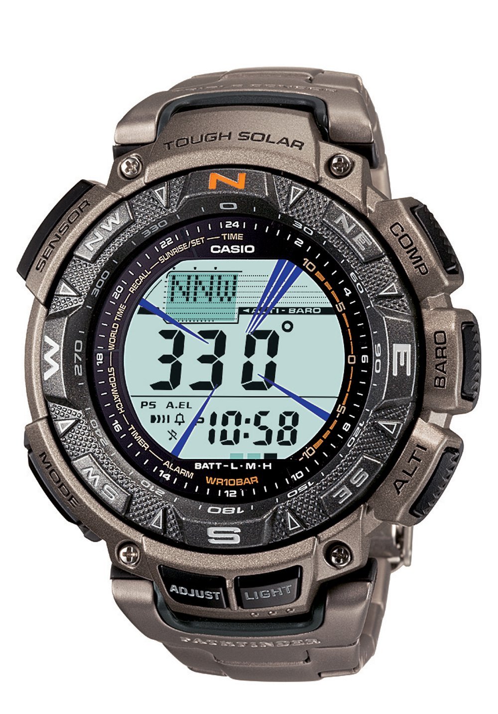 Discount Sale Price Casio Men's PAG240T-7CR Pathfinder Triple Sensor Multi-Function Titanium Watch  รูปที่ 1