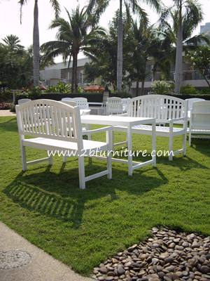 เช่าเก้าอี้สนาม (wooden bench rental) ให้เช่าเก้าอี้สนาม สีขาว จากไม้เนื้อแข็งไม้ไม่บิดไม่งอ รูปที่ 4