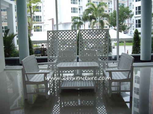 เช่าเก้าอี้สนาม (wooden bench rental) ให้เช่าเก้าอี้สนาม สีขาว จากไม้เนื้อแข็งไม้ไม่บิดไม่งอ รูปที่ 3