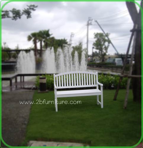 เช่าเก้าอี้สนาม (wooden bench rental) ให้เช่าเก้าอี้สนาม สีขาว จากไม้เนื้อแข็งไม้ไม่บิดไม่งอ รูปที่ 2