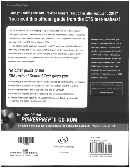 The Official Guide to the GRE revised General Test (GRE: The Official Guide to the General Test) [Paperback] รูปที่ 2
