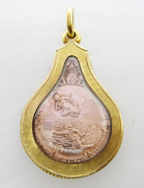 พระมหาชนก เนื้อนาค พิมพ์เล็ก เลี่ยมทอง นน.15.10 g รูปที่ 3