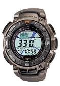 Save Price Casio Men's PAG240T-7CR Pathfinder Triple Sensor Multi-Function Titanium Watch 