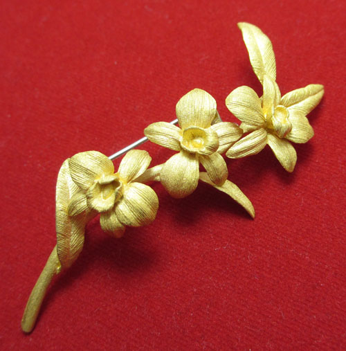 เข็มกลัดทอง 99.99 Gold master ลาย Orchid ดอกกล้วยไม้ นน.16.33 g รูปที่ 1