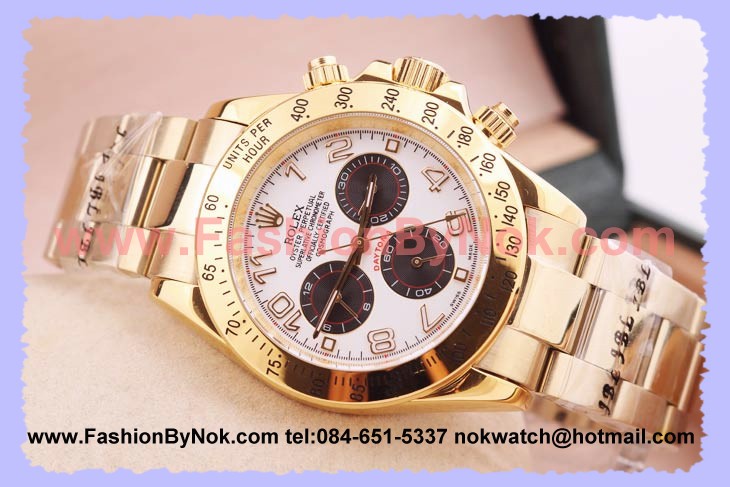 ROLEX DaytROLEX Daytona Cosmograph White All Size Oyster Yellow Gold นาฬิกาสุดสปอร์ต หน้าปัดขาววงดำ เรือนทอง รูปที่ 1