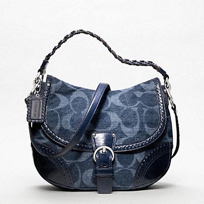 กระเป๋า COACH POPPY DENIM SIGNATURE HOBO รูปที่ 1