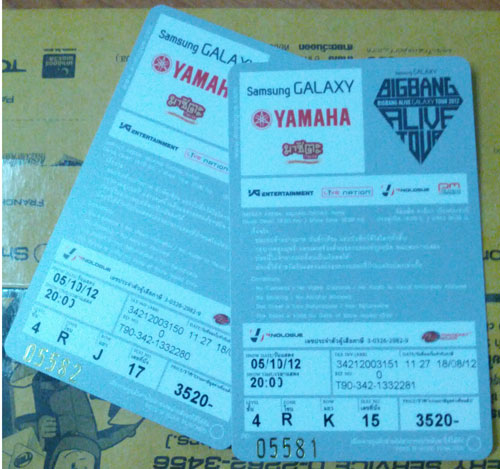 ขายบัตรคอน Bigbang Alive Galaxy Tour 2012 จ้า รูปที่ 1