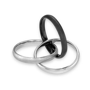 แหวนแฟชั่น เกรด AAA Erosion Triple Set Eroded Steel Black Ring รูปที่ 1