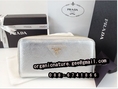 กระเป๋าเงินใบยาว Prada Saffiano leather zippy continental wallet สีเมทาลิคเงิน งานมิลเลอร์เกาหลี   