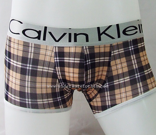 กางเกงในชาย Calvin Klein Boxer Briefs : ลายสก๊อตสีส้มอิฐ แถบสีเงิน รูปที่ 1