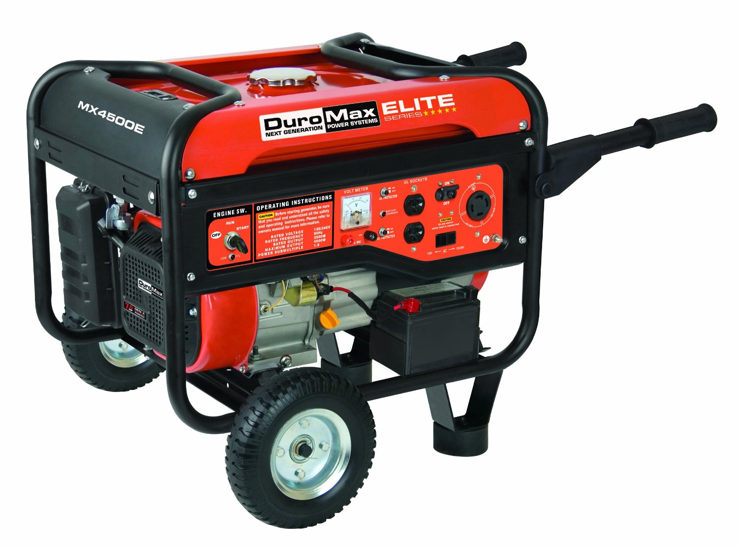 Great Price Max Elite MX4500E 4,500 Watt 7 HP OHV 4-Cycle Gas Powered Portable Generator With Wheel Kit รูปที่ 1