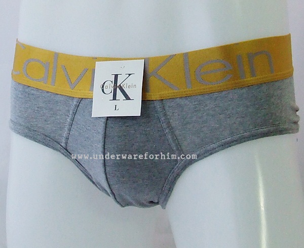 กางเกงในชาย Calvin Klein Briefs : สีเทา แถบทอง รูปที่ 1