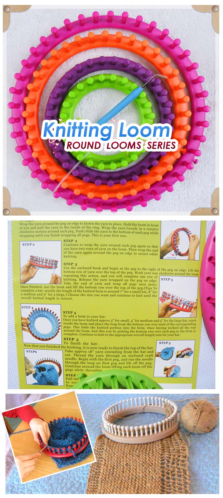 Y15 Knitting Loom วงกลม เซ็ท 4 ชิ้น รูปที่ 3