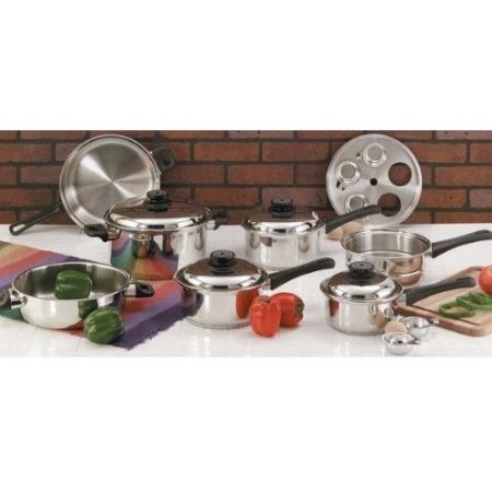Top Maxam KT17 17-Piece 9-Element Surgical-Stainless-Steel Waterless Cookware Set รูปที่ 1
