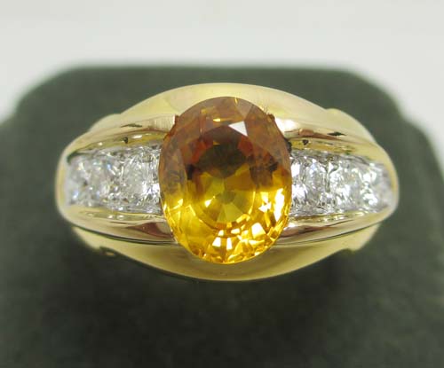 แหวนทอง บุษราคัม ทองคำฝังเพชร นน.7.64 g รูปที่ 1