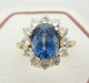 รูปย่อ แหวน ไพลิน สีน้ำเงิน เข้ม สวย ล้อมเพชร งานเก่า นน. 2.97 g รูปที่1