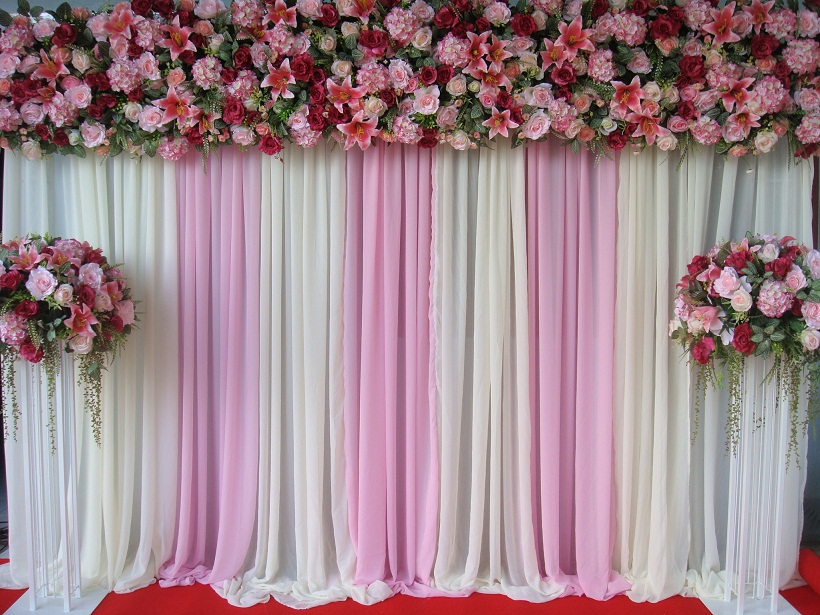บริการให้เช่า backdrop ฉากผ้า/ซุ้มดอกไม้ประดิษฐ์งานแต่งขนาด กว้าง 3 X สูง 2.20 M. สามารถเลือกสีได้ รูปที่ 7